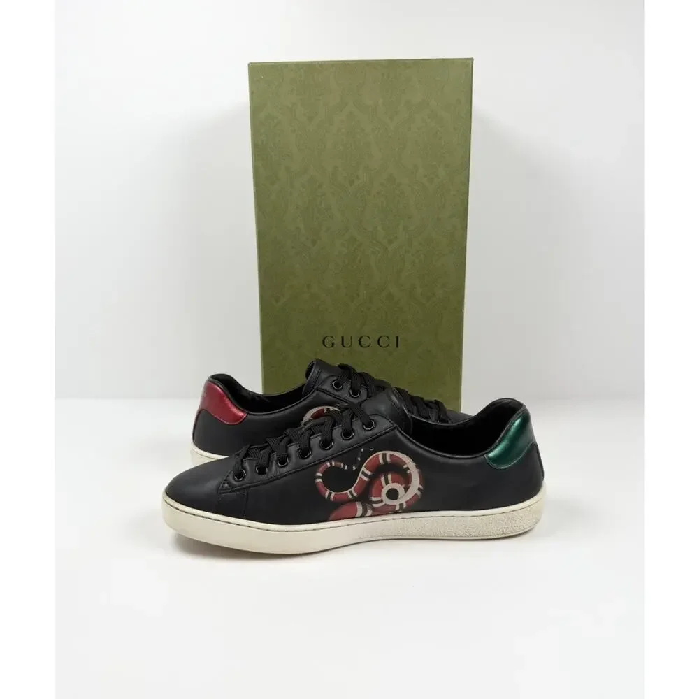 Size 8US - Gucci Ace Kingsnake Leather Sneakers